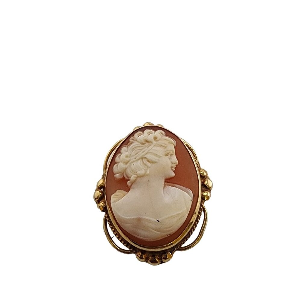 Antique Beautiful 14kt Gold Elaborate Frame Shell Cameo Brooch/Pendant (A5308)